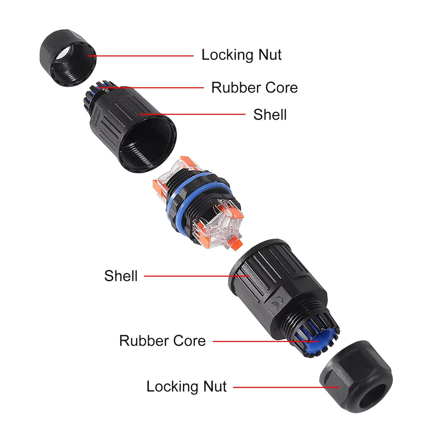 AOKIN 3er-Set wasserdichte 3-polige Kabelstecker als 3-Wege-Inline-Drahtverbinder und elektrische Anschlussklemme in Schwarz für sichere Verkabelung im Auto - Bild 3