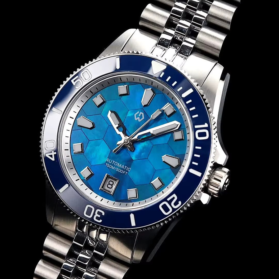 WISHDOIT Taucheruhr, Automatik, Edelstahl, Keramik, Blau, Unisex - Bild 3