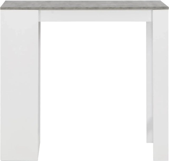 vidaXL Bartisch mit Regal in Weiß und Betonoptik, B/T/H: 110 x 50 x 103 cm - Bild 1