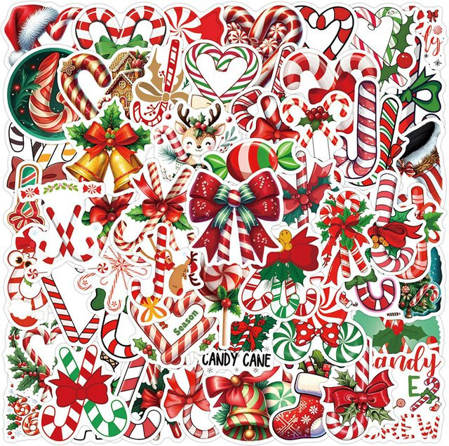 Charile Kawaii Weihnachten Zuckerstange Aufkleber, Mehrfarbig, Dekorative Papier Aufkleber für Tagebuch und Laptop - Bild 1