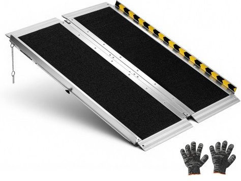 VEVOR Faltbare Rollstuhlrampe aus Aluminium mit rutschfester Oberfläche, B/B/H: 91,5 x 73,66 x 5,08 cm - Bild 1