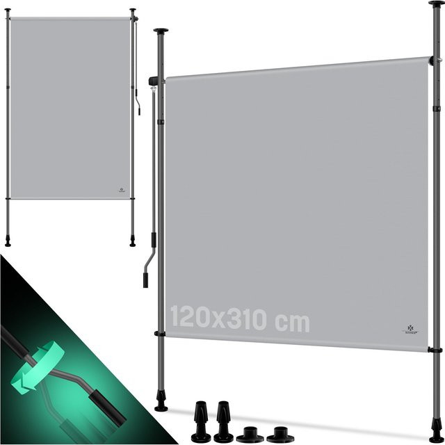 KESSER Klemmmarkise Senkrechtmarkise als Sichtschutz und Windschutz mit Handkurbel aus Aluminium - Bild 1