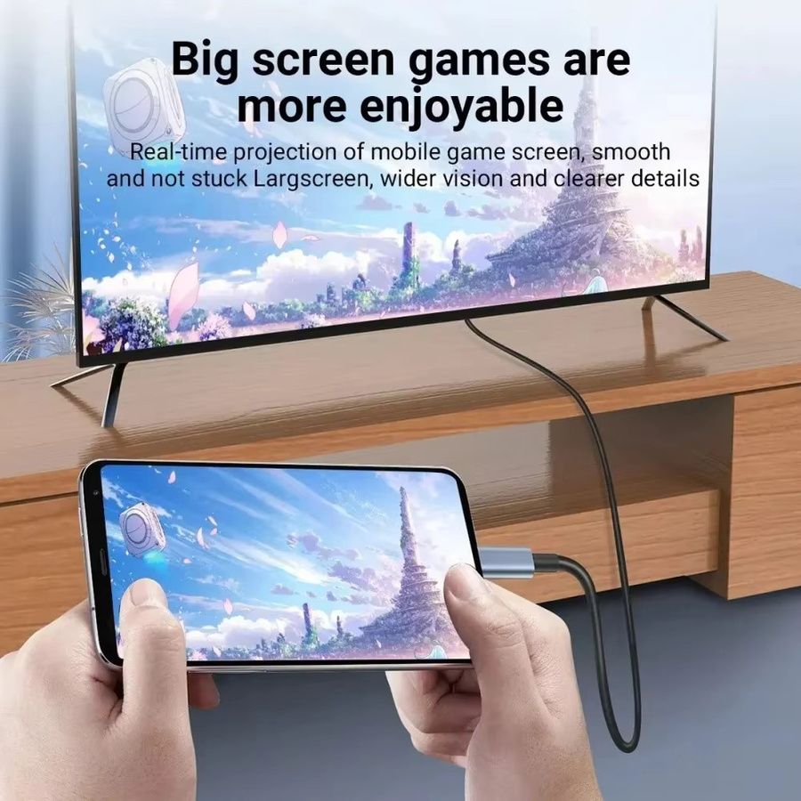 Typ-C zu HDMI Kabel 4K 60Hz in Grau, 2m geflochtenes Video Konvertierungskabel für MacBook, iPad, Samsung und Huawei - Bild 5