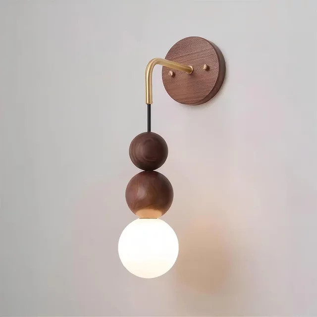 Claeted Wandleuchte im antiken Stil aus Walnuss und Kupfer für Wohnzimmer, Schlafzimmer und Flur - Bild 1