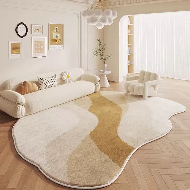 VIKAMA Teppich in Beige mit abstraktem Design für Wohnzimmer und Schlafzimmer, B: 150 cm, T: 100 cm - Bild 1
