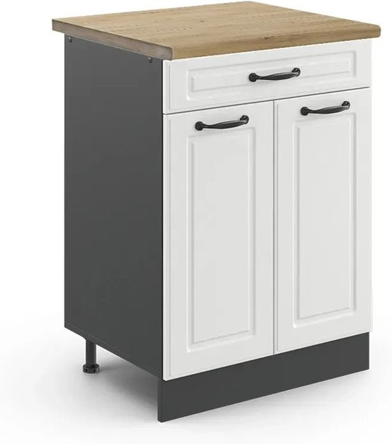 Vicco Küchenunterschrank R-Line Landhausstil in Weiß und Anthrazit mit Eiche-Optik, B/T/H: 80 x 60 x 81,6 cm - Bild 1
