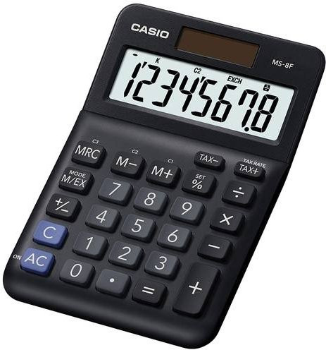 Casio Tischrechner MS-8F in Schwarz mit 8 Stellen, LC-Display, Batterie- und Solarbetrieb, B/H/T: 10,1 x 14,85 x 2,76 cm - Bild 1