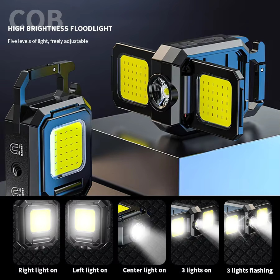 Heinast Mini Taschenlampe Schlüsselbund Multifunktionale Tragbare COB Camping Lampe mit USB-Ladefunktion für Outdoor, Angeln und Wandern - Bild 5