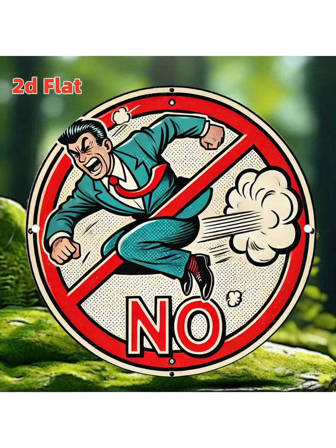 Potdemiel No Farting Schild aus Metall in Multicolor, quadratische Wanddekoration im Retro-Stil, B/B/B: 20,32 x 20,32 x 20,32 cm - Bild 5