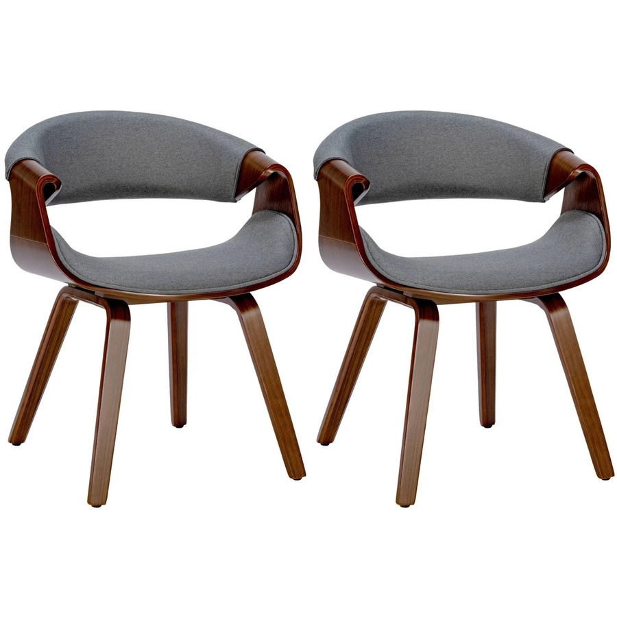 DELUKE 2er Set Esszimmerstühle VIZON in Grau mit Walnuss-Holzgestell, B/T/H: 62 x 52 x 76 cm - Bild 2