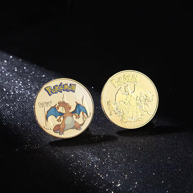Bandai Pokemon Anime Vergoldete Gedenkmünze Pikachu Charizard Mewtwo, Goldmünze, Spielesammlung - Bild 2