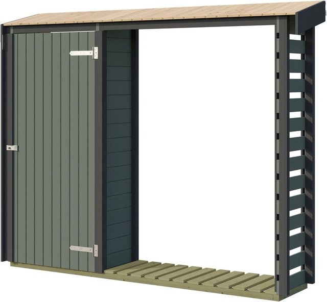 Weka Brennholzregal Killarney in Grau-Grün, Höhe: 250 cm - Bild 1