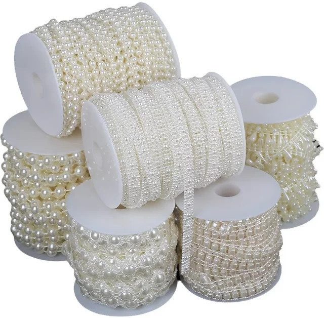 QIAO Weiße Harzperlen auf Schnurrolle für DIY-Handwerk, Hochzeit und Dekoration, 3–10 mm - Bild 1