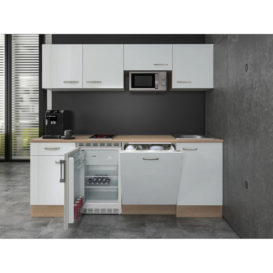 Flex-Well Exclusiv Büroküche Valero in Hochglanz Weiß und Sonoma Eiche, Höhe: 210 cm, Tiefe: 60 cm - Bild 2