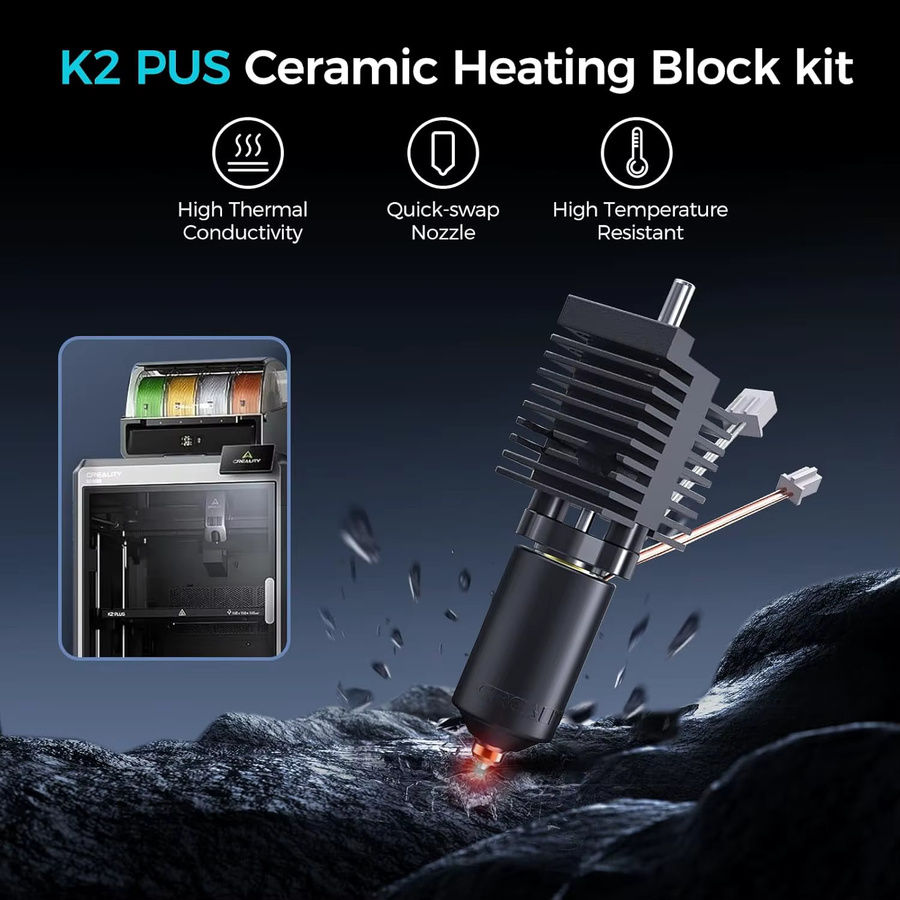 Creality Offizielles Keramik-Heizblock Hotend-Kit für K2, K2 Pro und K2 Plus, High-Flow Hotend-Kit mit Werkzeug, 350 °C Hochtemperaturbeständig - Bild 2
