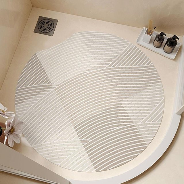 Runde Anti-Rutsch Badezimmer-Bodenmatte von Yiran Health & Beauty in Weiß, Durchmesser: 55 cm - Bild 1
