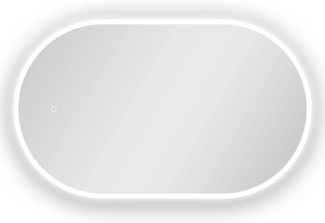 Aica Sanitär Badspiegel Rennbahn mit LED Beleuchtung, dimmbar, B/H: 60 x 100 cm, Weiß - Bild 1