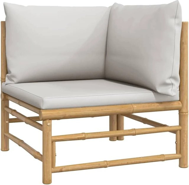 vidaXL Garten-Ecksofa aus Bambus mit grauen Polsterkissen im modernen Design - Bild 1