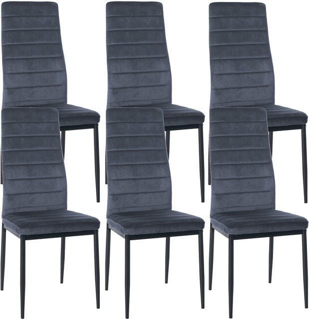 6er Set Esszimmerstühle Mayfair von CLP mit Samt- oder Kunstlederbezug und Metallgestell - Bild 1