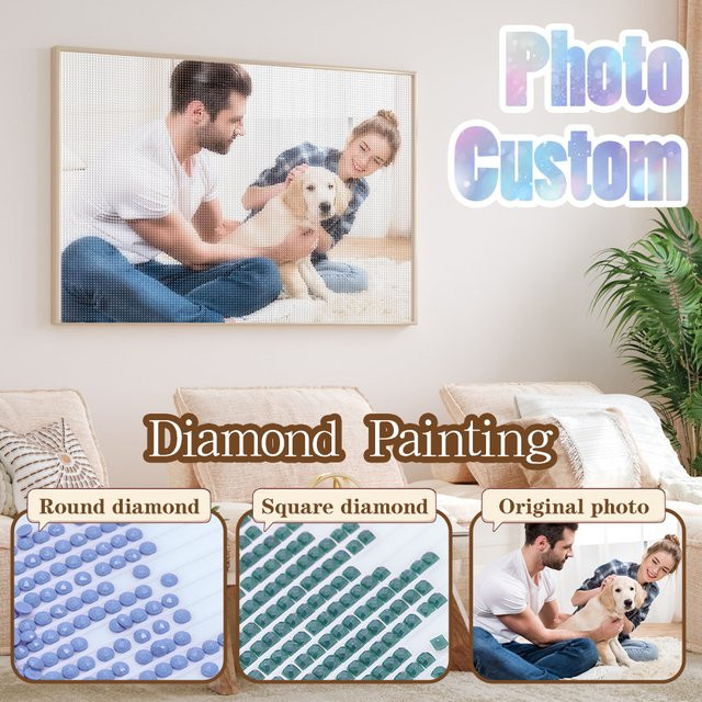 Personalisiertes 5D Diamantmalerei Set mit eigenem Foto als DIY Kreuzstich in Multicolor mit quadratischen oder runden Diamanten - Bild 1