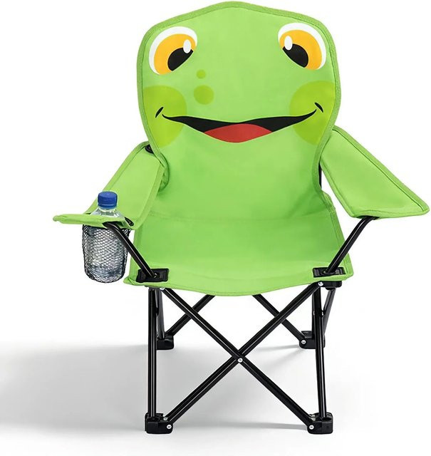 Sunula Kinder Campingstuhl Klappstuhl mit Frosch Motiv in Grün aus Polyester und Stahl, H: 58,5 cm, B: 34,5 cm, T: 34,5 cm - Bild 1
