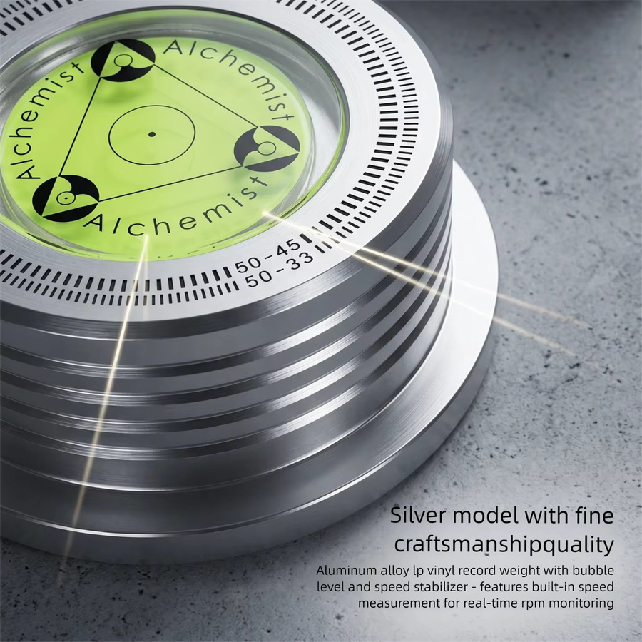 HIFIDIY Vinyl-Plattenspieler Stabilisator aus Aluminium-Legierung mit Nivellierungsgewicht und Klemme in Silber - Bild 2