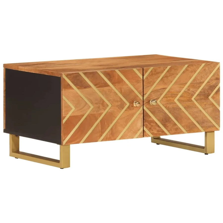 vidaXL Couchtisch aus Massivholz Mango und Eisen in Braun und Schwarz, B/T/H: 80 x 50 x 40 cm - Bild 2