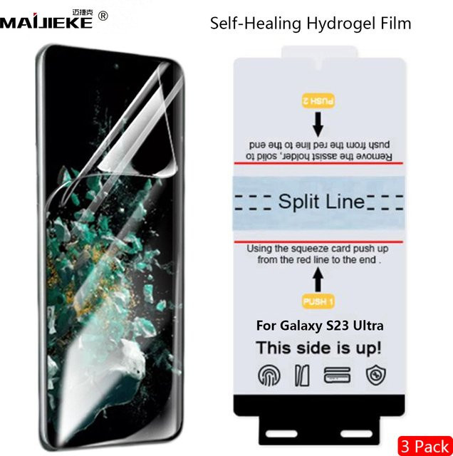 3 Stück Matte HD-Front-Hydrogelfolie für Samsung Galaxy S25 Ultra, S24 Ultra, S23 Ultra, S24 Plus und S22+ aus transparentem Soft TPU - Bild 1