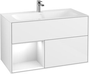 V&B Waschtischunterschrank Finion rechts, Weiß Hochglanzlack, B/T/H: 59,1 x 49,8 x 99,6 cm - Bild 1