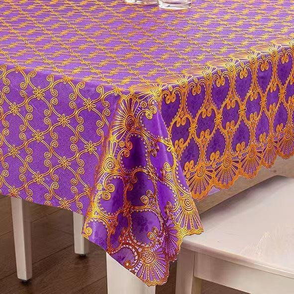 STOLZE ROSE Tischdecke aus PVC mit floralem Gold-Bronzing-Druck, wasserabweisend und ölbeständig, rechteckig, B: 90 cm, L: 135 cm - Bild 1