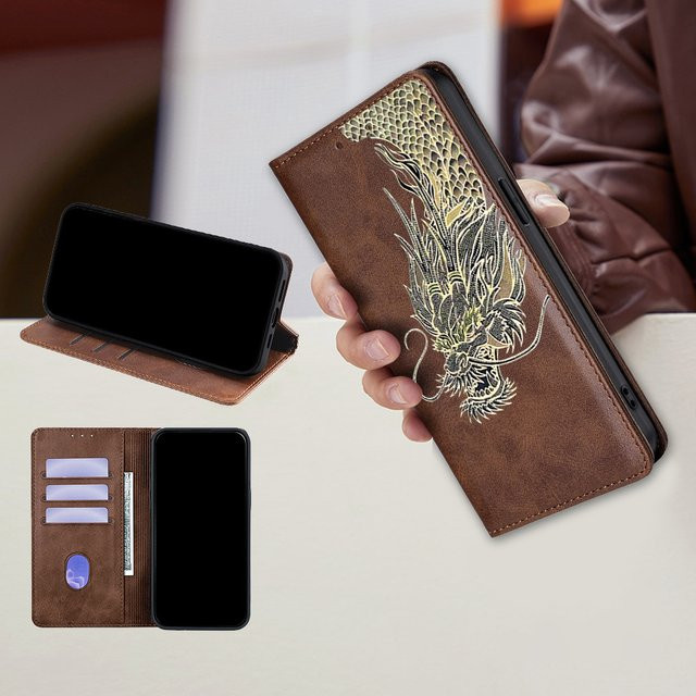 Stoßfeste Leder-Flip-Case mit Drachenmuster für Honor X9D X9C X9B X9A X8C X8B X8A X7C X7D X7B X7A X6C X6B X5C Plus in Lila - Bild 1