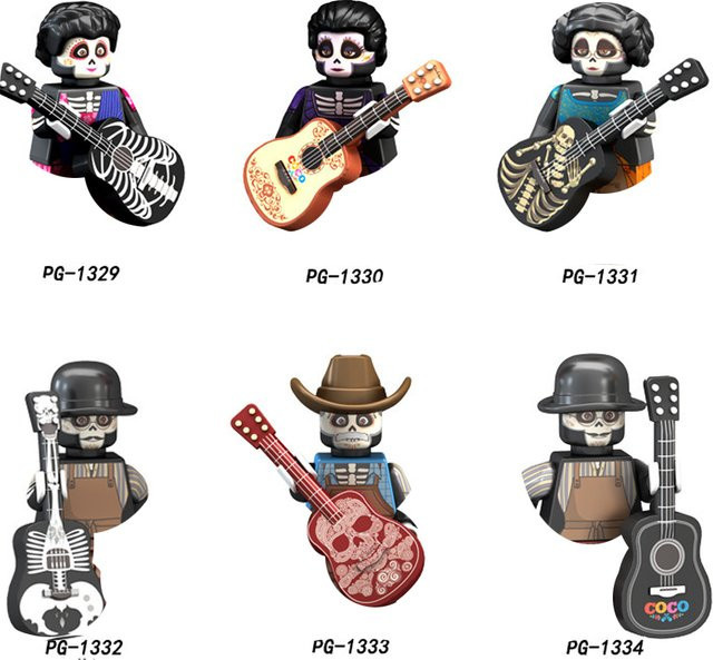 Disney Mini-Bausteine, Skelett-Stil mit Gitarre und Tag-des-Todes-Kostüm, zusammenbaubare Figuren - Bild 1