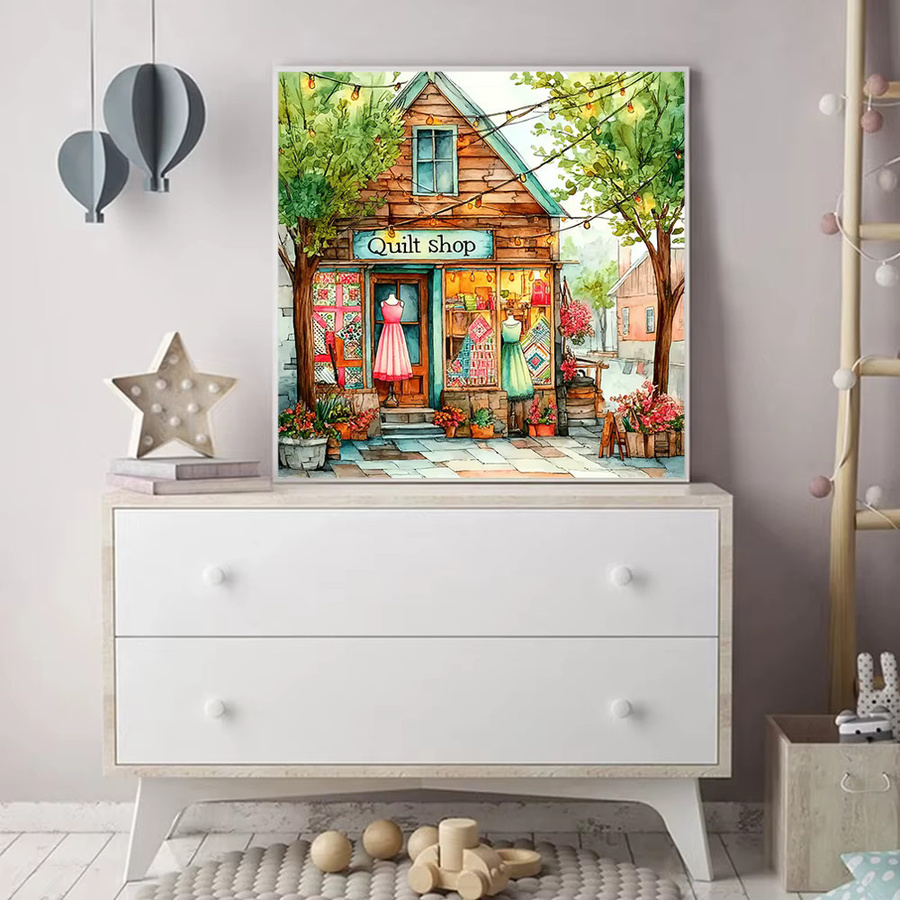 EverShine Diamantmalerei DIY Bastelset Haus-Landschaft mit Vollquadrat-Mosaik in Multicolour - Bild 3