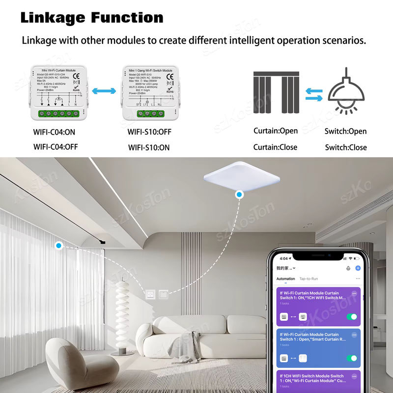 Tuya Smart Vorhang Schalter Modul für Rollos und Shutter Motoren mit WiFi und Zigbee, Farbe: Weiß, App-Steuerung kompatibel mit Alexa und Google Home via Smart Life - Bild 5