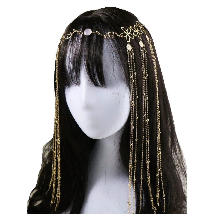 Goldene Quasten-Kopfkette, Blumenmuster, Damen - Bild 4