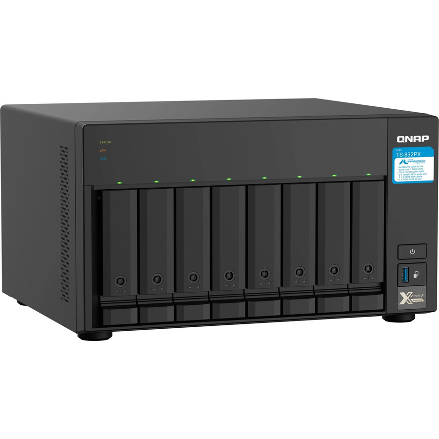 QNAP TS-832PX-4G NAS-Server in Schwarz mit 8 Schächten, 4 GB RAM und Gigabit/2.5 Gigabit/10 Gigabit Ethernet - Bild 2
