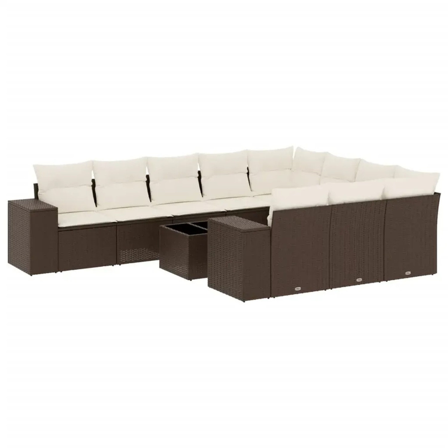 vidaXL 11-teilige Garten-Sofagarnitur aus Polyrattan mit Kissen in Braun - Bild 2