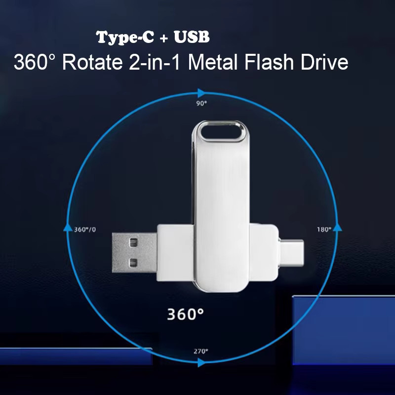 Amzwn 2-in-1 USB-Speicherstick mit USB-C und USB 2.0 Schnittstelle für Smartphone und Computer, Metall, Silber/Grau, 128GB - Bild 3