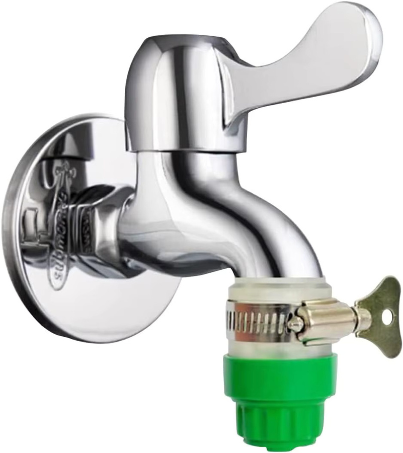 Grüner Kunststoff-Gartenschlauchadapter als Schnellkupplung und Wasserrohrverbinder für die Gartenbewässerung und Autowäsche - Bild 2