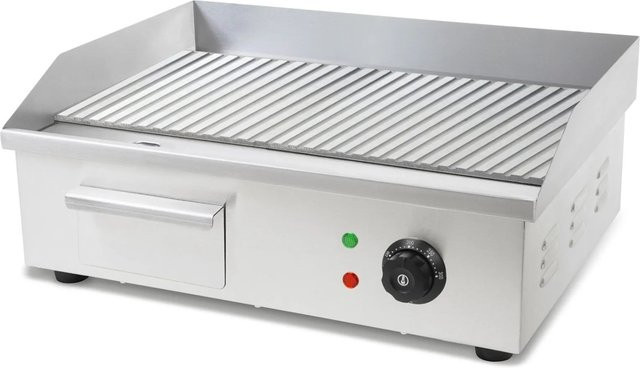 VERTES Elektro Grillplatte Plancha aus Edelstahl in Silber, 3000 W, gerillt, B/T: 56 x 35 cm, 50 bis 300 °C - Bild 1