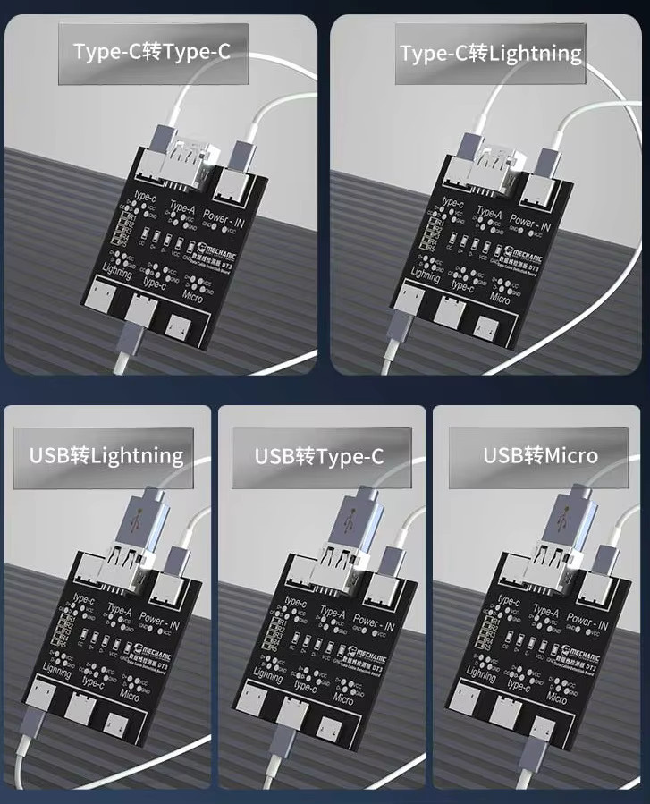 MECHANIC DT3 Datenkabel-Erkennungsplatine USB-Kabeltester mit Kurzschluss-Ein-Aus-Schalterung für iOS Android Typ-C in Schwarz - Bild 4