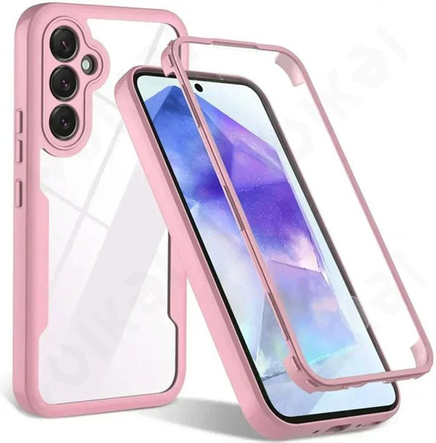 Stoßfeste 360 Grad Silikon Handyhülle mit integriertem Bildschirmschutz für Samsung Galaxy S25 S24 S23 S22 Ultra Plus A55 A35 A16 FE 5G A56 5G in Rose Gold - Bild 1
