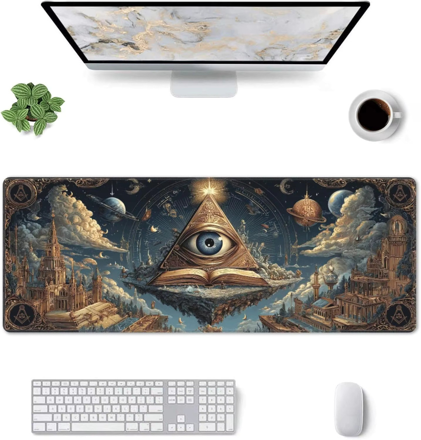 Gothic Masonic Extended Gaming Mouse Pad XL Schreibtischunterlage Multicolor mit genähten Kanten - Bild 2