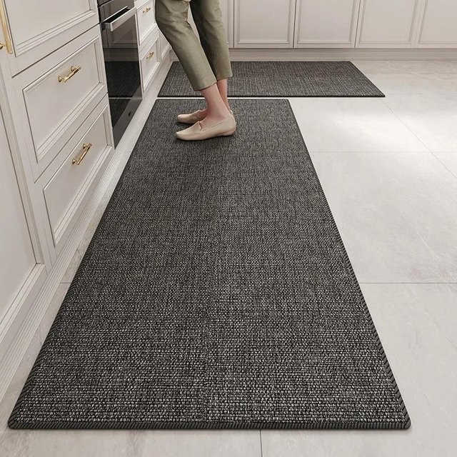 Karpetti Läuferteppich in Grau, minimalistischer Küchenteppich aus Polyester, rutschfest und waschbar, Breite: 50 cm, Länge: 80 cm - Bild 1