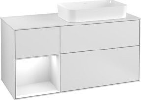 V&B Waschtischunterschrank Finion mit Wandbeleuchtung in Weiß lackiert, Breite: 120 cm, Höhe: 50,1 cm, Tiefe: 50,1 cm - Bild 1