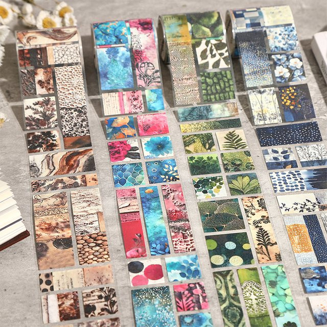 JIANQI Washi Tape Naturlandschaftsmotive für Scrapbooking und Journaling, Mehrfarbig, Breite: 5 cm, Länge: 2 m - Bild 1