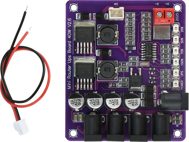 diymore 40W Akku-Ladeplatine für 4-Port Mini-Router UPS Unterbrechungsfreie Stromversorgungsplatine 12,6V Strommodul in Purple - Bild 1