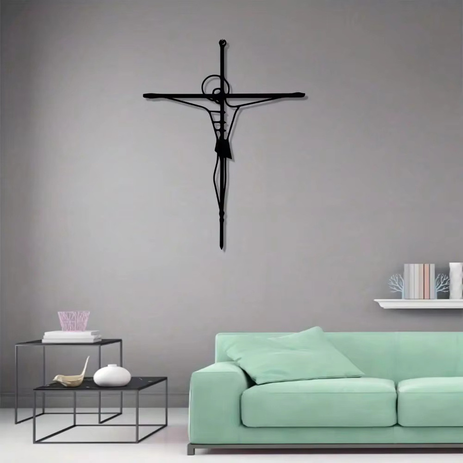 CIFBUY Vintage-Kruzifix Wanddekoration aus Eisen in Schwarz - Bild 2