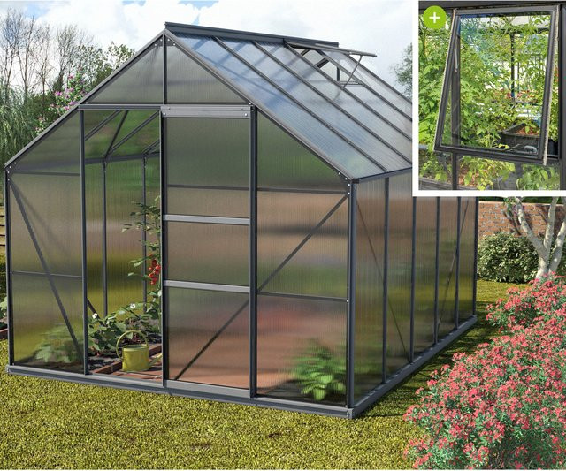 Vitavia Gewächshaus Meridian 1 9900 mit 6 mm Polycarbonat Hohlkammerplatten in Schwarz - Bild 1