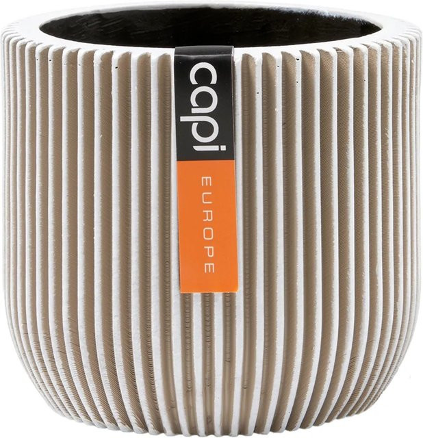 Capi Pflanztopf Groove Kugel Oval in Elfenbein mit vertikalen Rillen, B: 14 cm, H: 13 cm - Bild 1